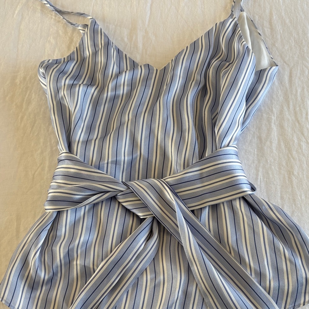 Striped Sleeveless Top with Waist Tie